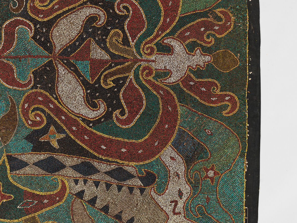 Palepai maju (ceremonial banner), Paminggir artists, Glass and ceramic beads, fiber, cloth, nassa shells, Lampung peoples