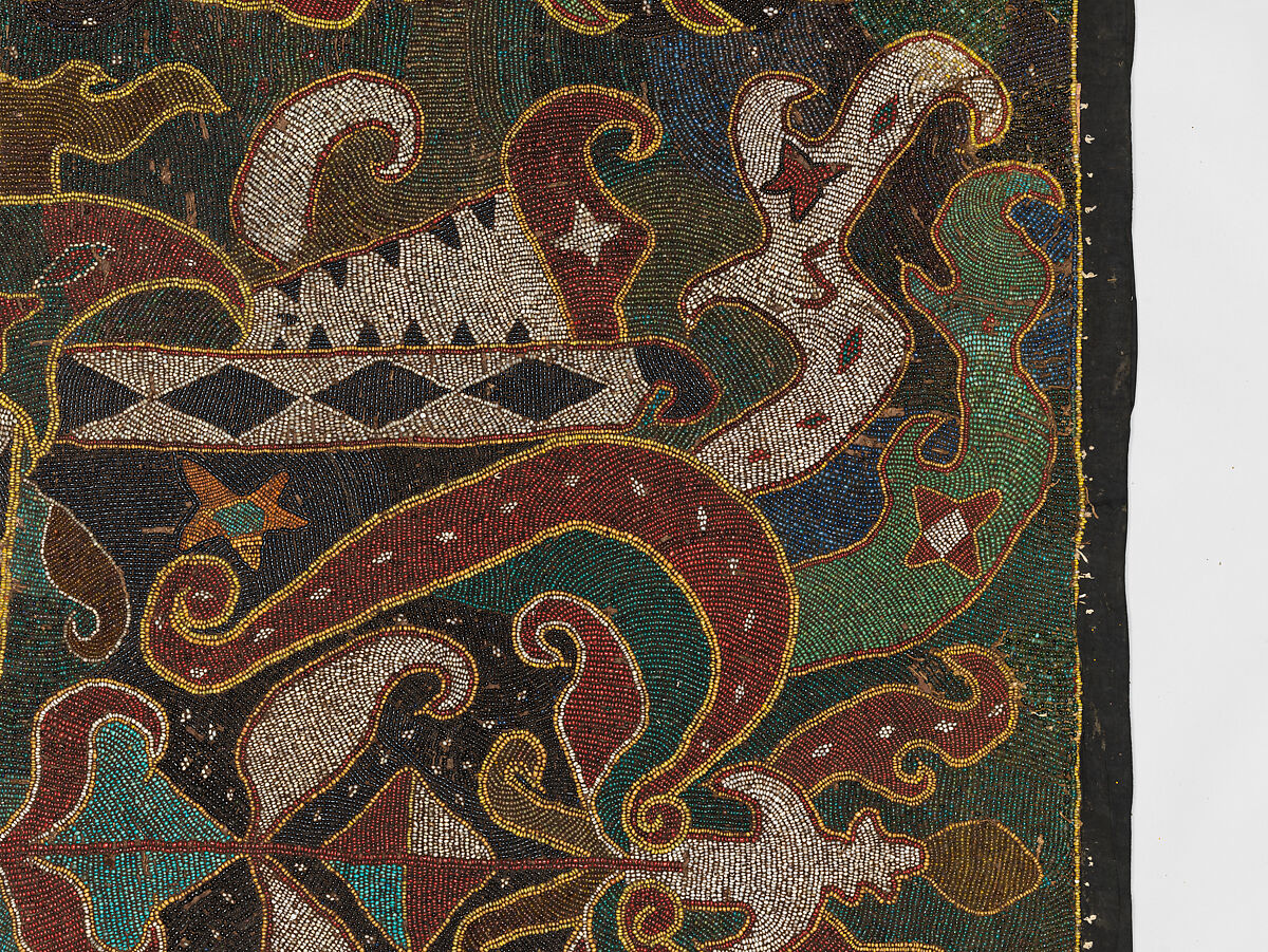 Palepai maju (ceremonial banner), Paminggir artists, Glass and ceramic beads, fiber, cloth, nassa shells, Lampung peoples