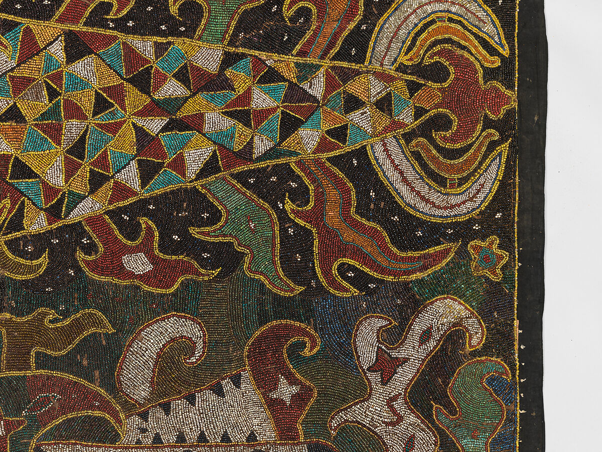 Palepai maju (ceremonial banner), Paminggir artists, Glass and ceramic beads, fiber, cloth, nassa shells, Lampung peoples