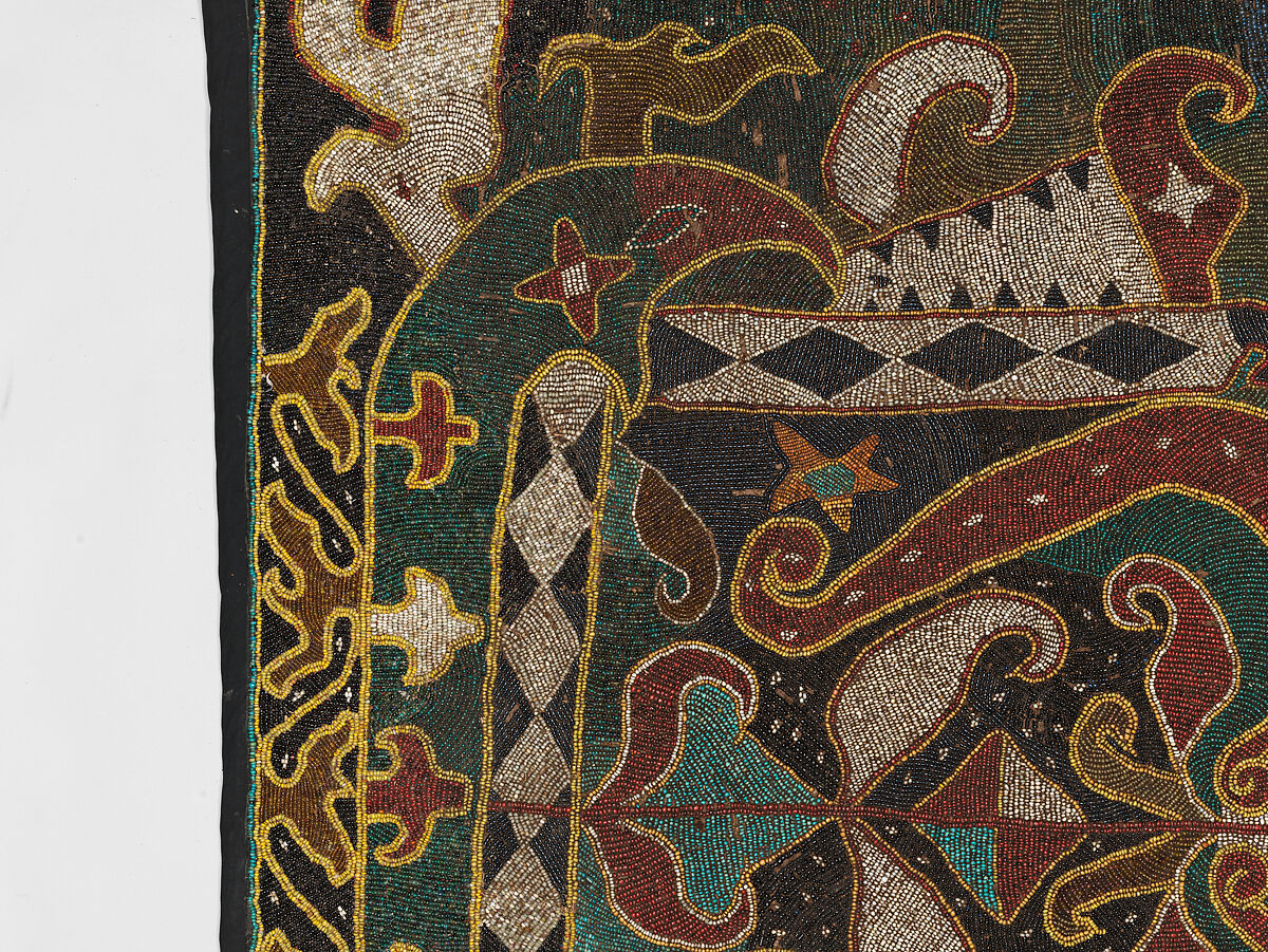 Palepai maju (ceremonial banner), Paminggir artists, Glass and ceramic beads, fiber, cloth, nassa shells, Lampung peoples