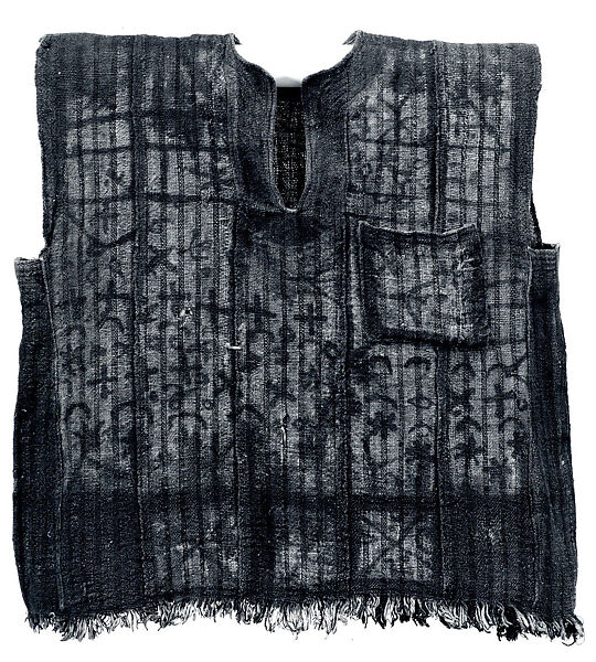 Stripwoven Sleeveless Tunic, Cotton, pigment, Liberia or Guinea 