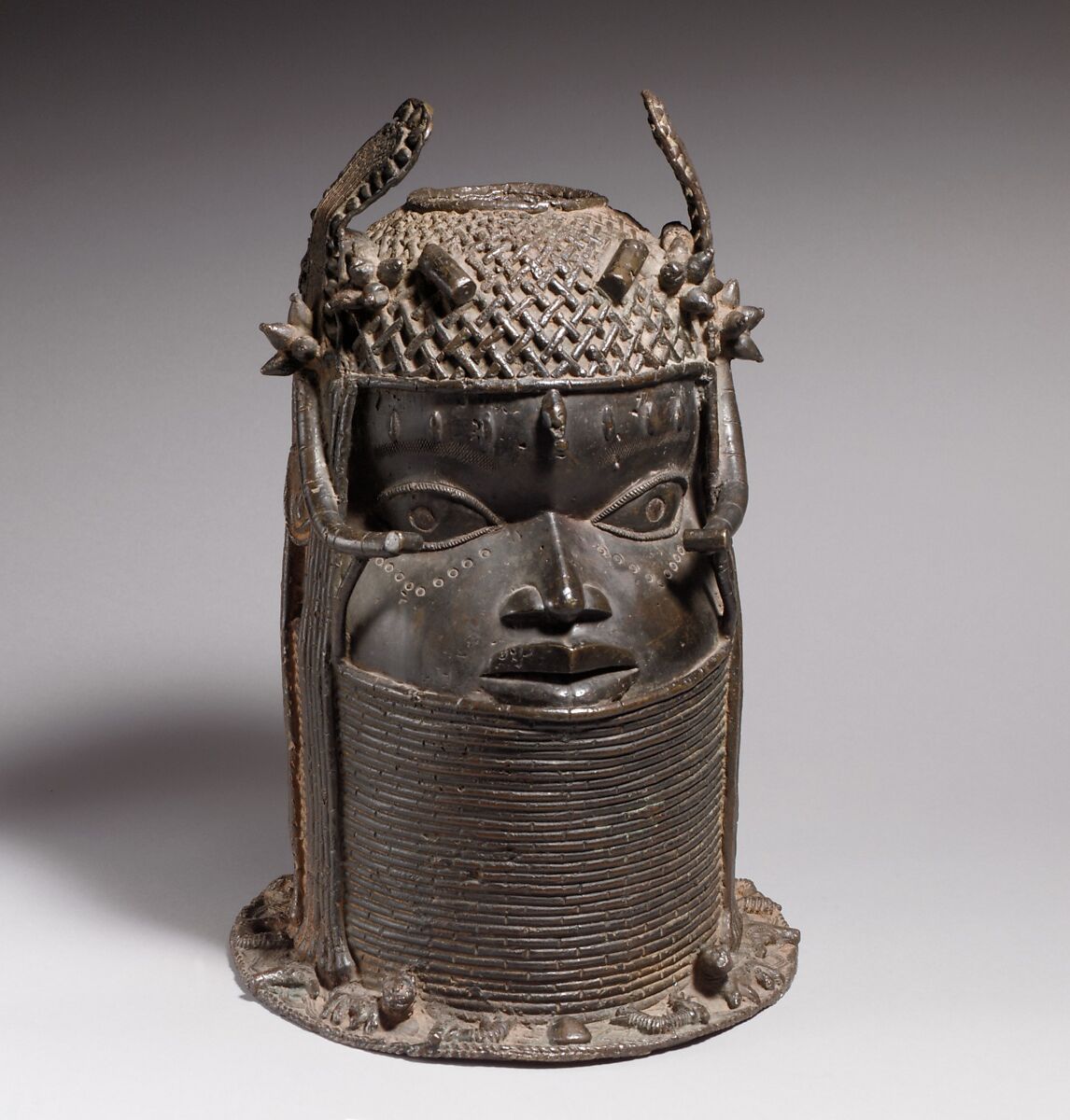 Head of an Oba, Brass, iron, Edo peoples