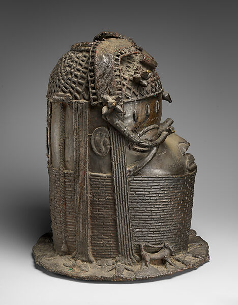 Head of an Oba, Ìgùn Ẹ́rọ̀nwwọ̀n (brass-casting guild) artists, Brass, iron, Edo peoples