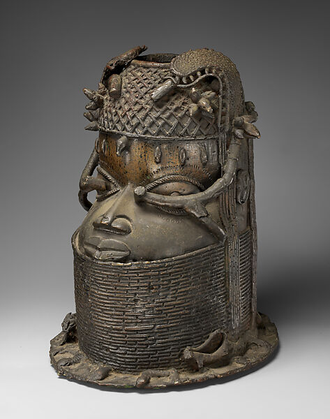 Head of an Oba, Ìgùn Ẹ́rọ̀nwwọ̀n (brass-casting guild) artists, Brass, iron, Edo peoples