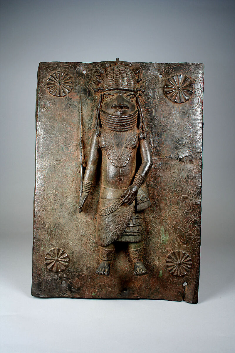 Plaque: Oba or Chief, Brass, Edo peoples 