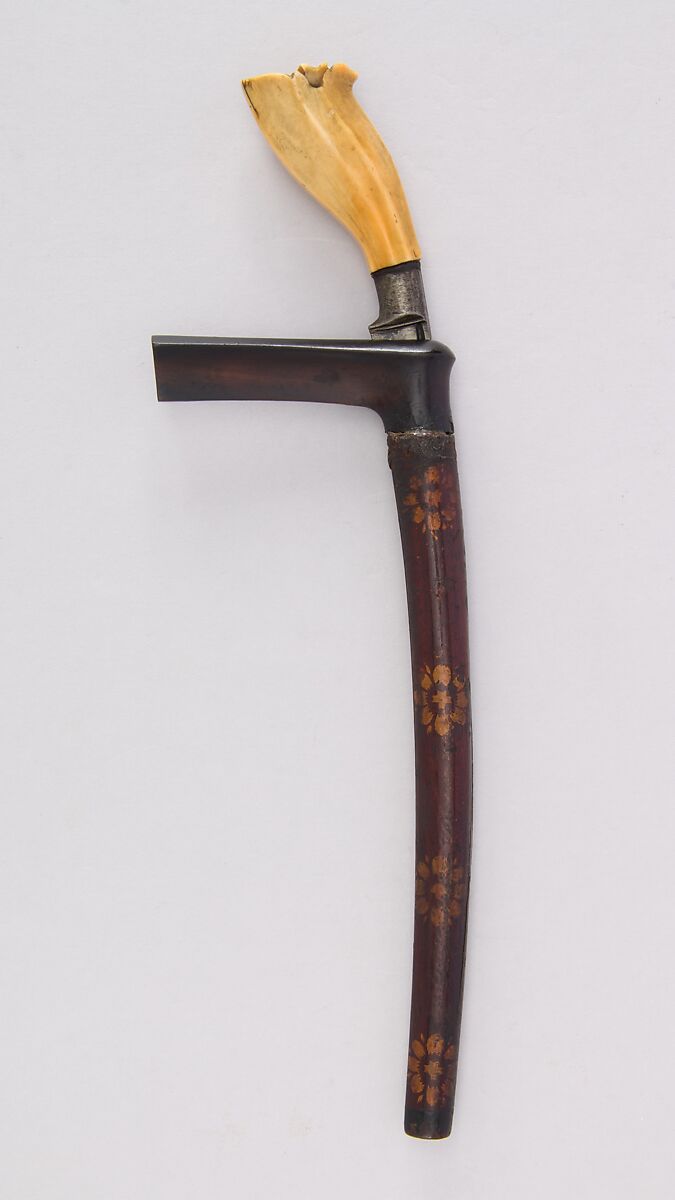 Knife (Bade-bade) with Sheath, Steel, wood, horn, ivory, Malayan