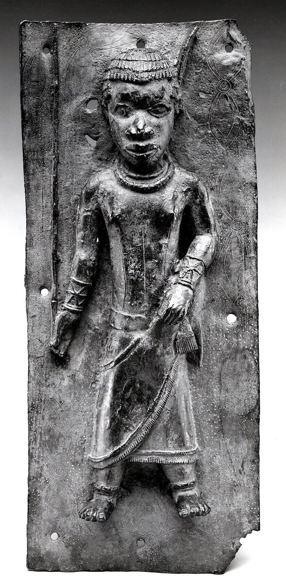 Plaque: Court Official with Magical Staff, Brass, Edo peoples