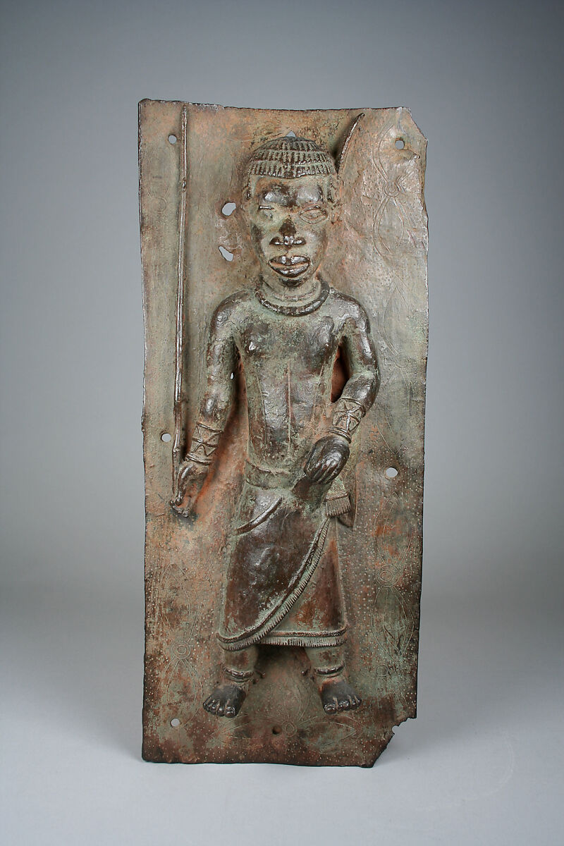 Plaque: Court Official with Magical Staff, Brass, Edo peoples 