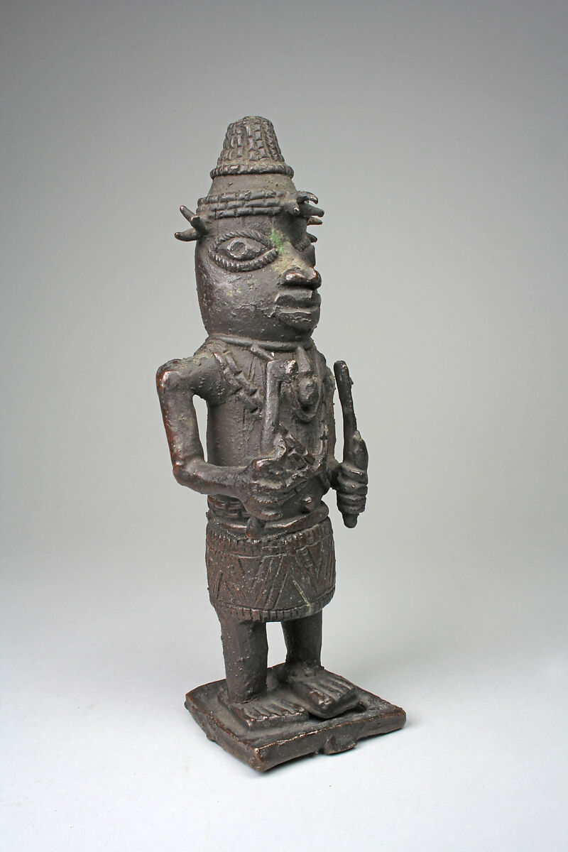 Figure: Court Official with Hammer and Staff, Ìgùn Ẹ́rọ̀nwwọ̀n (brass-casting guild) artists, Brass, Edo peoples