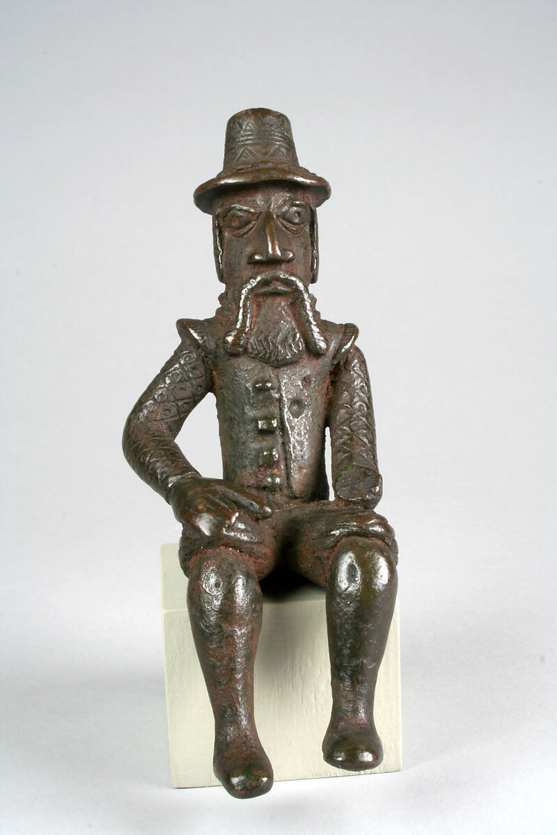 Figure: Seated Portuguese Male, Brass, Edo peoples 