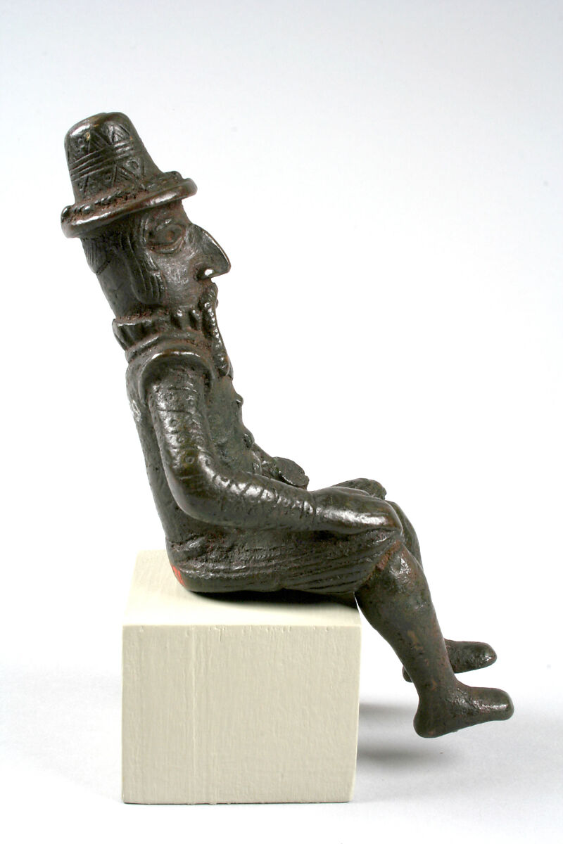 Figure: Seated Portuguese Male, Ìgùn Ẹ́rọ̀nwwọ̀n (brass-casting guild) artists, Brass, Edo peoples