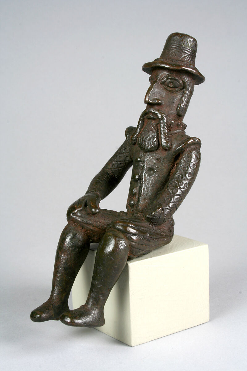 Figure: Seated Portuguese Male, Ìgùn Ẹ́rọ̀nwwọ̀n (brass-casting guild) artists, Brass, Edo peoples