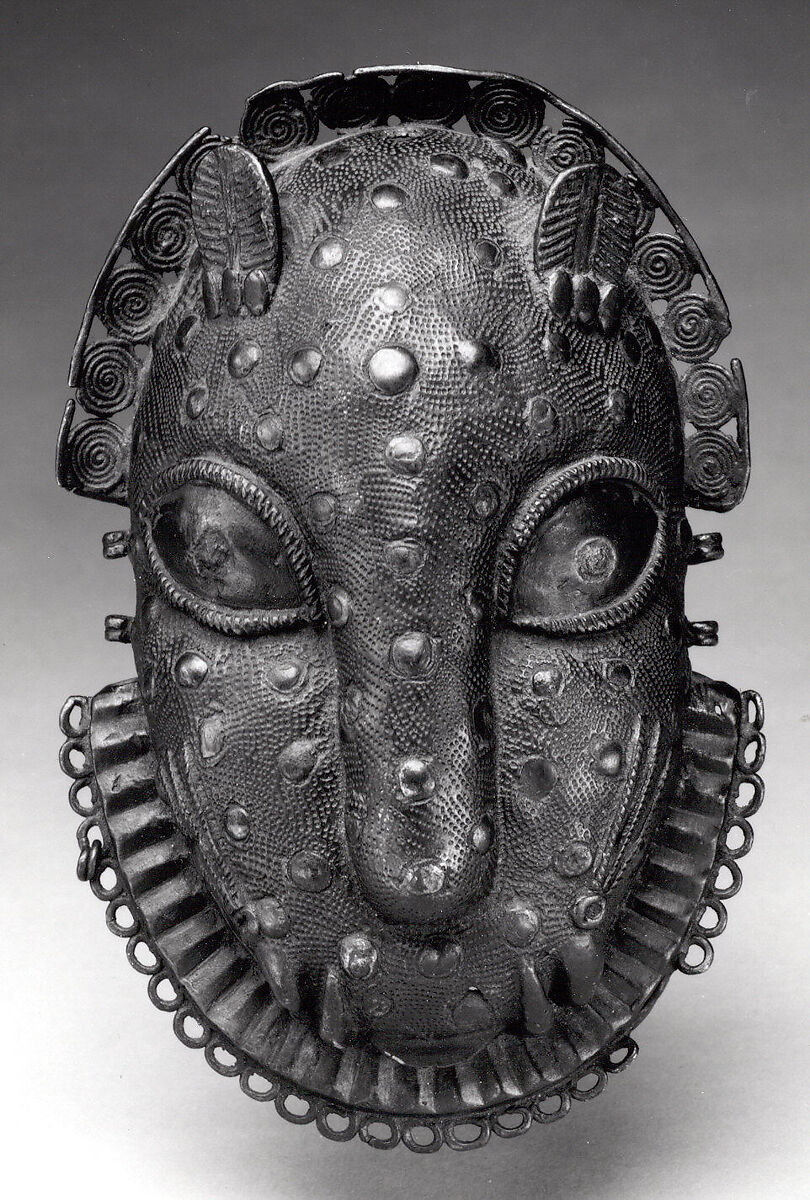 Hip Ornament: Leopard Head, Brass, iron, Edo peoples