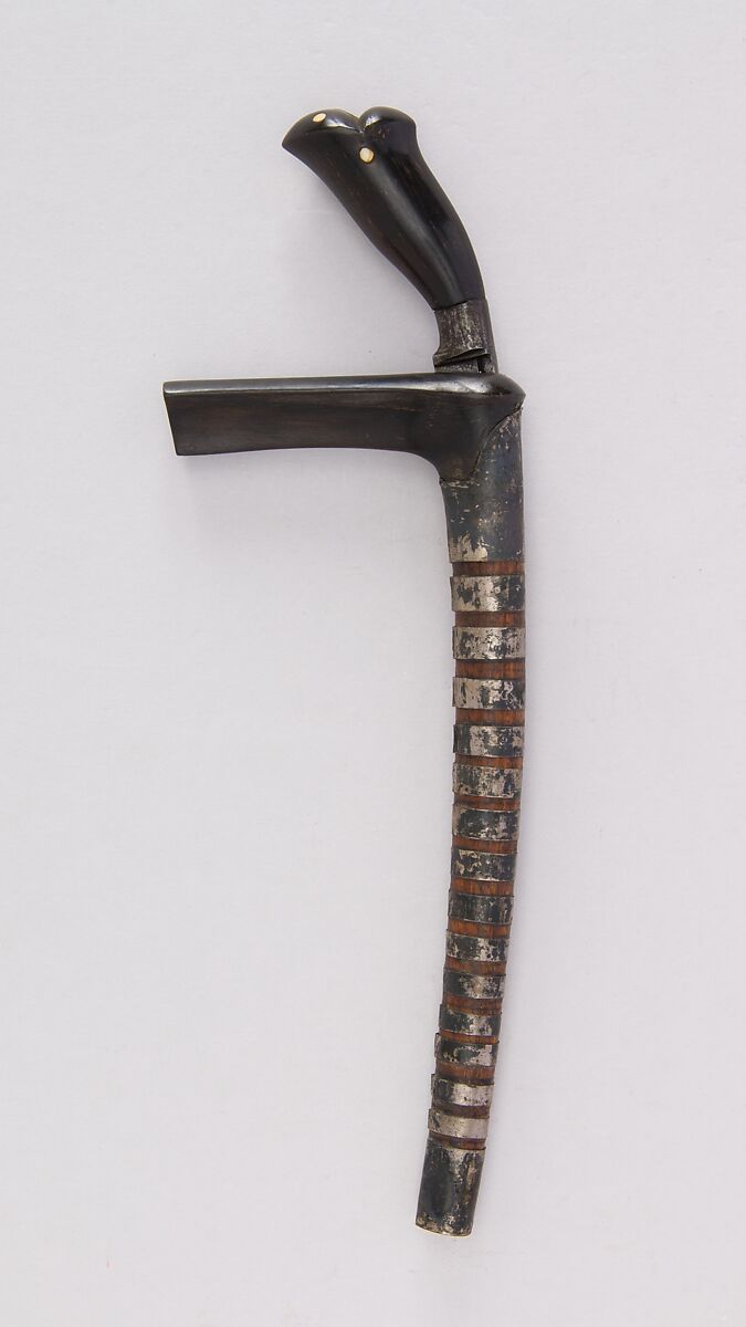 Knife (Bade-bade) with Sheath, Horn, bone, silver, Malayan