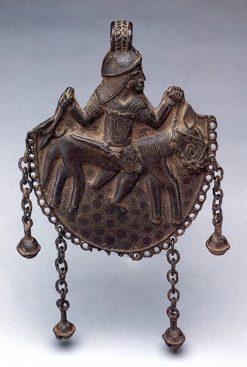 Pendant: Portuguese Equestrain, Ìgùn Ẹ́rọ̀nwwọ̀n (brass-casting guild) artists, Brass, Edo peoples