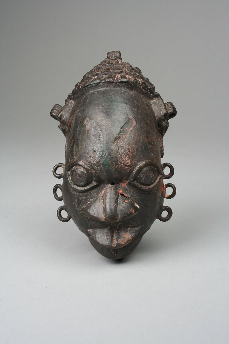 Masquerade Element: Human Face, Brass, Yoruba peoples, Ijebu group 