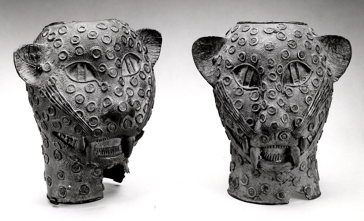 Figure: Leopard Head, Brass, iron, Edo peoples 
