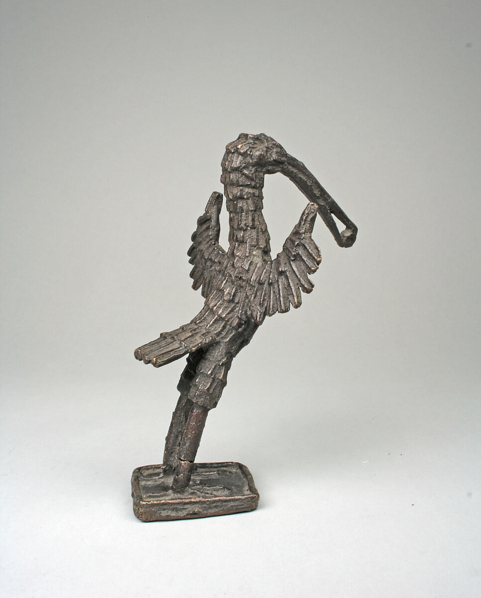 Figure: Bird of Prophecy (Ahianmwen-oro), Ìgùn Ẹ́rọ̀nwwọ̀n (brass-casting guild) artists, Brass, Edo peoples