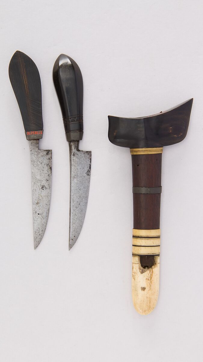 Pair of Knives with Sheath, Wood, bone, horn, steel, Javanese