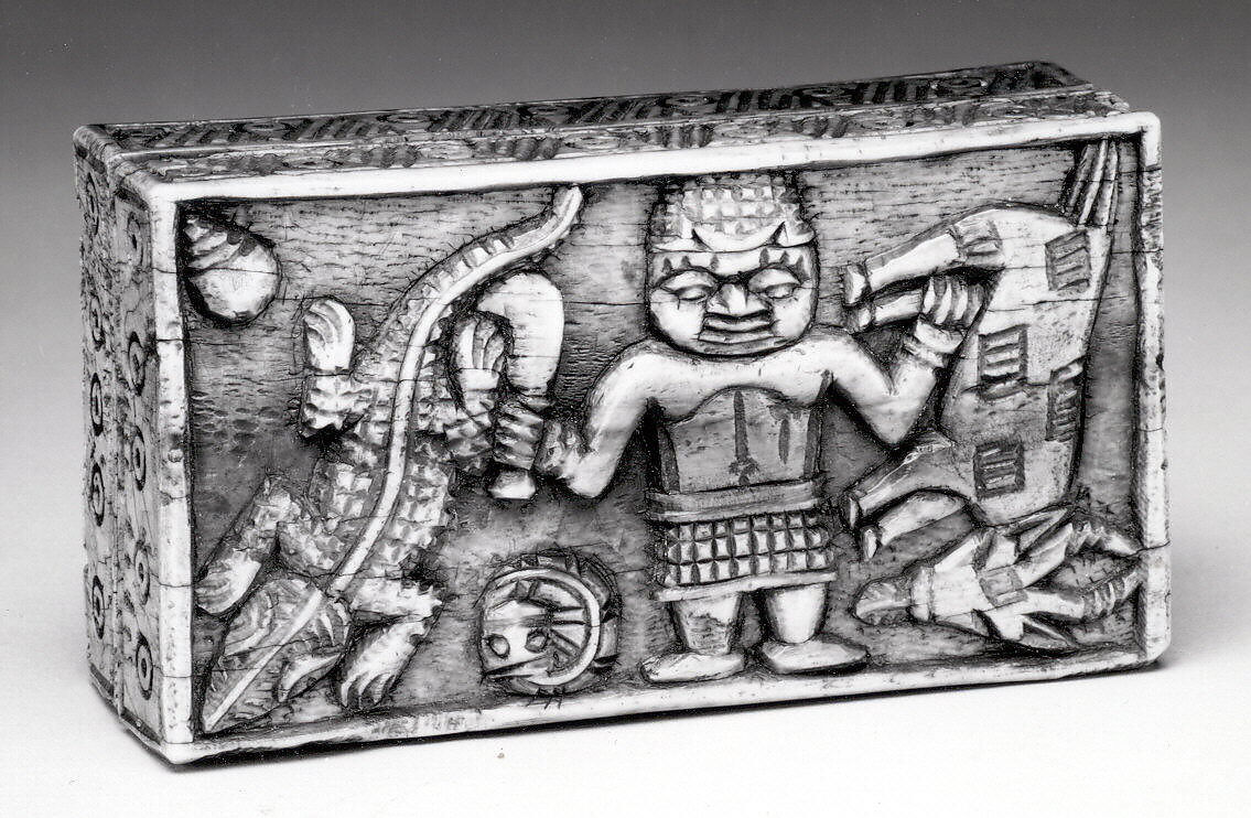 Box: Man with Goat and Crocodile, Ivory, Edo peoples
