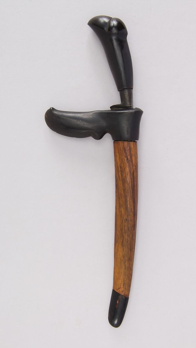 Knife (Bade-bade) with Sheath, Wood, horn, steel, Indonesian, Sulawesi