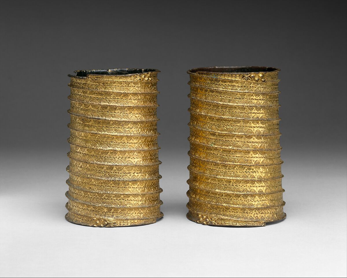 Bracelet: Crocodile Heads, Brass, gilt, Edo peoples
