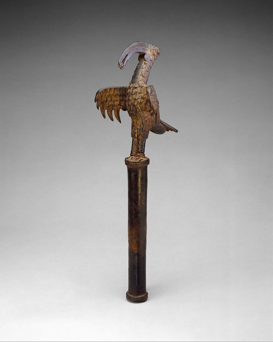 Idiophone: Bird of Prophecy (ahianmwen-oro), Brass, iron, Edo peoples 