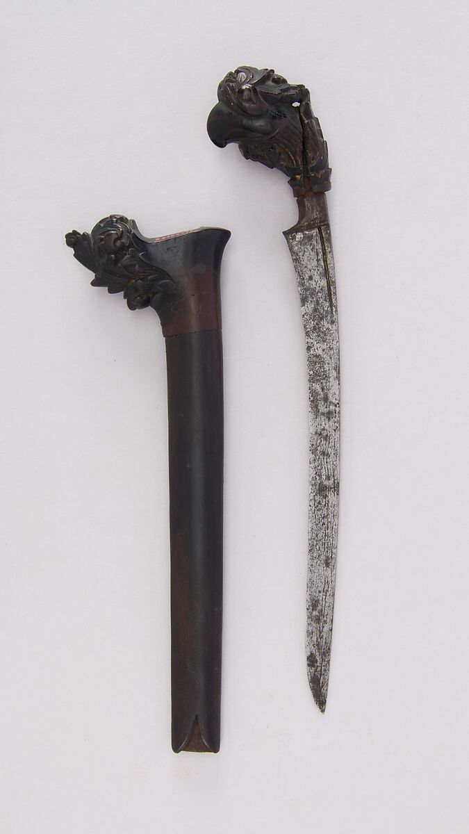 Knife (Bade-bade) with Sheath, Wood, steel, Malayan 