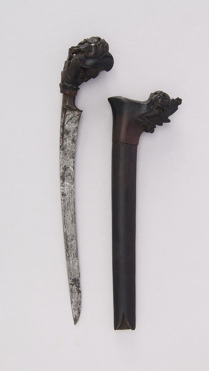 Knife (Bade-bade) with Sheath, Wood, steel, Malayan