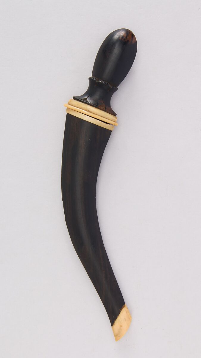 Dagger (Jambiya) with Sheath, Wood, bone, steel, Bornean