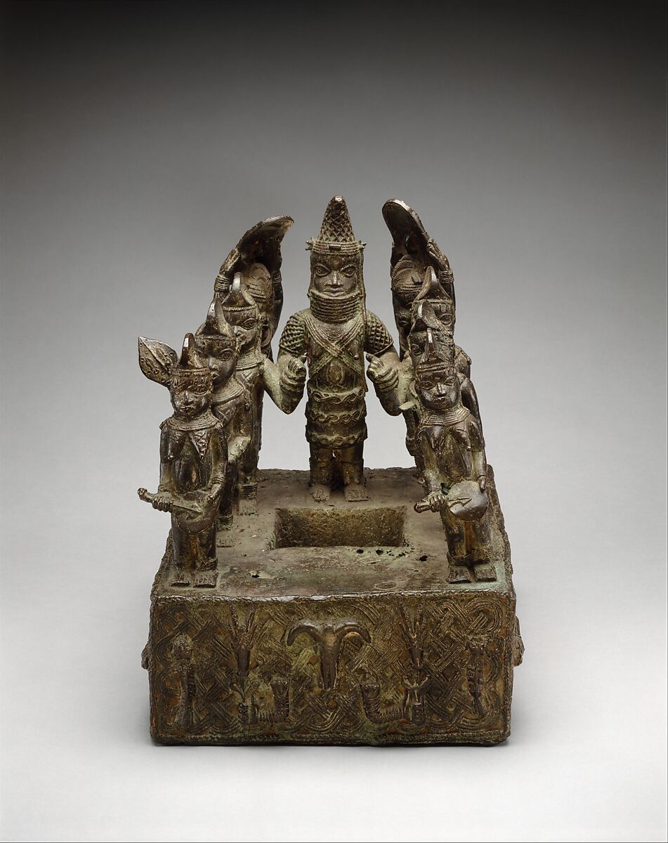 Altar Tableau: Queen Mother and Attendants, Brass, Edo peoples 