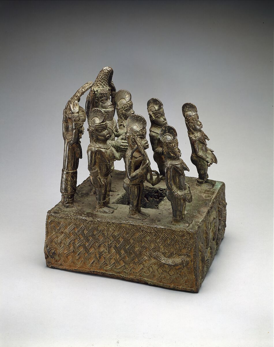 Altar Tableau: Queen Mother and Attendants, Brass, Edo peoples 