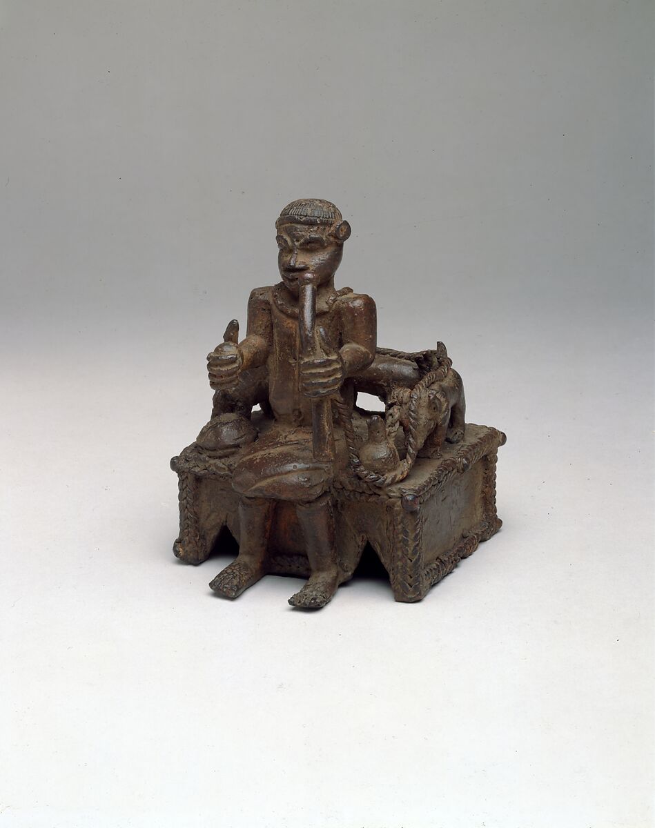 Ọ́bà with Sacrificial Animals from the Ézọ́mọ's Ikẹ̀gòbọ̀ (Altar of the Hand), Ìgùn Ẹ́rọ̀nwwọ̀n (brass-casting guild) artists, Brass, Edo peoples
