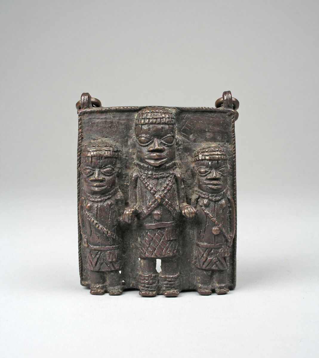 Pendant: Three Figures, Brass, Edo peoples 