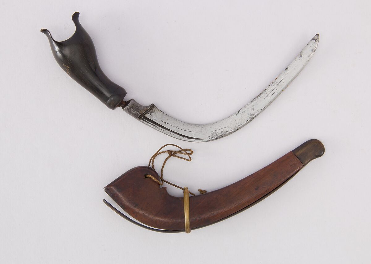 Knife (Korambi) with Sheath, Wood, horn, steel, Indonesian, Sulawesi