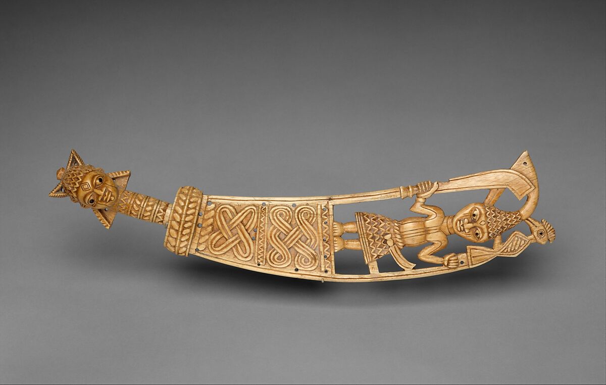 Ceremonial Sword (Udamalore), Yoruba artist, Ivory, wood or coconut shell inlay, Yoruba 