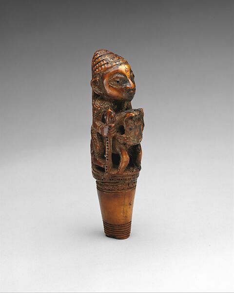 Figure: Equestrian Chief, Ivory, wood or coconut shell inlay, Yoruba peoples, Owo group 