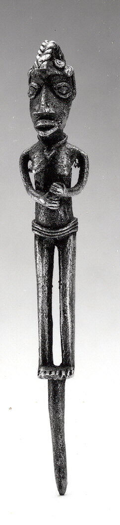 Staff: Female Figure (Edan Ogboni), Brass, Yoruba peoples, Owo group (?) 