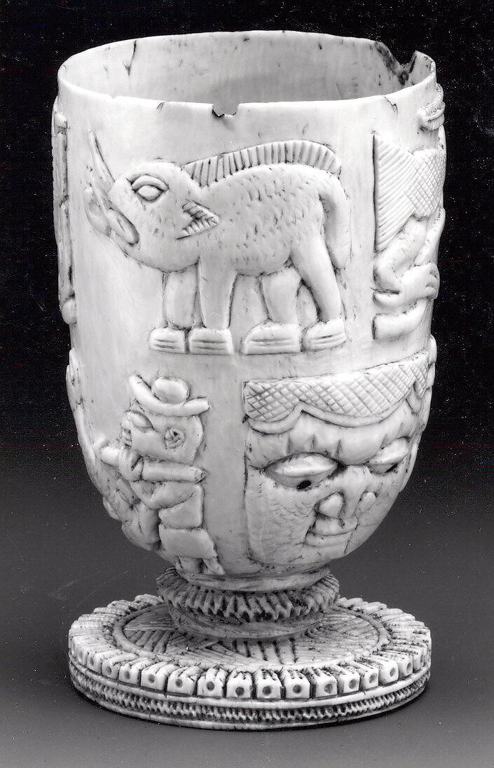 Vessel, Owo-Yoruba artist, Ivory, wood or coconut shell inlay, Owo-Yoruba peoples