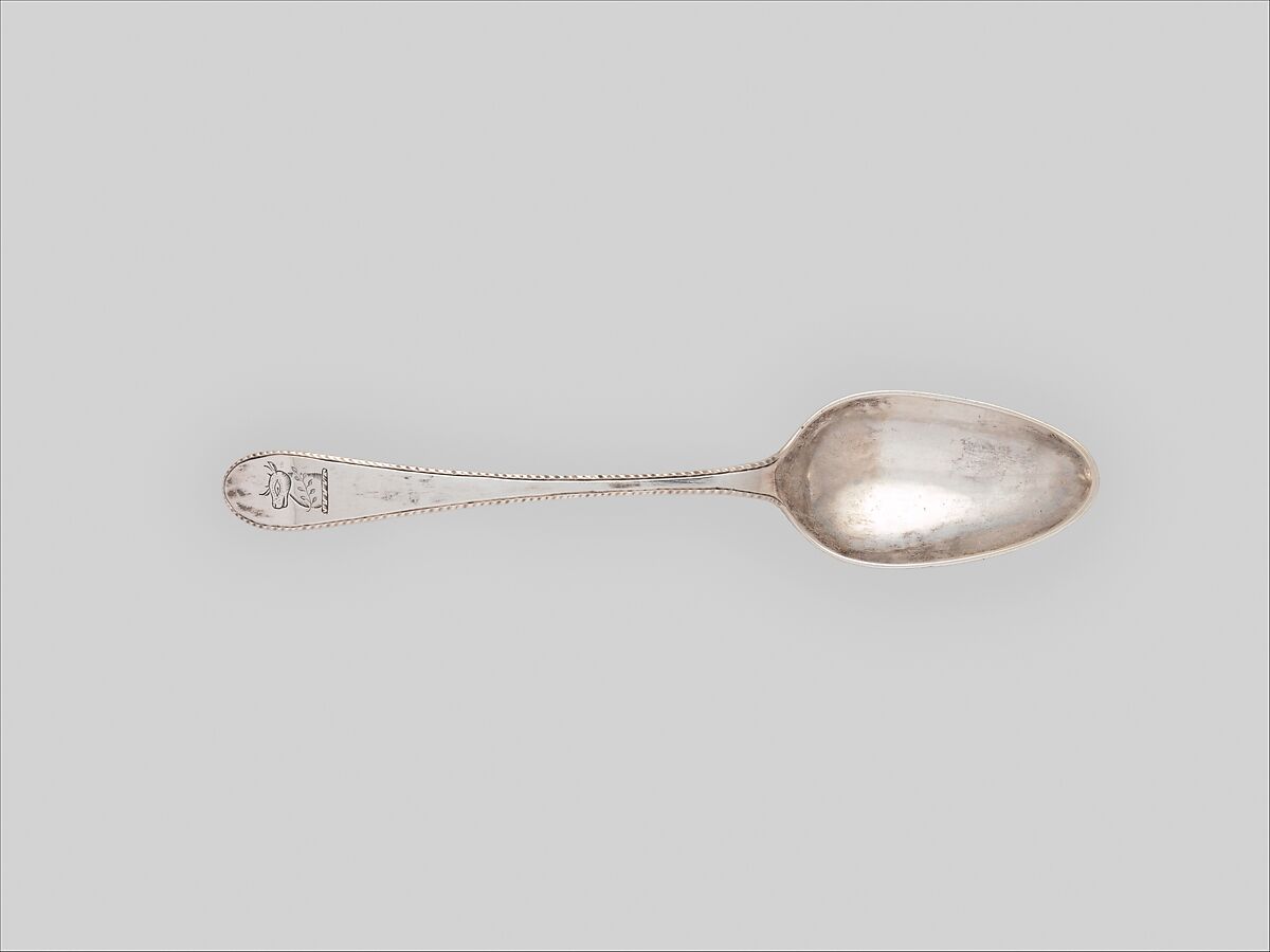 Dessert Spoon, John Burt Lyng (active ca. 1761–85), Silver, American