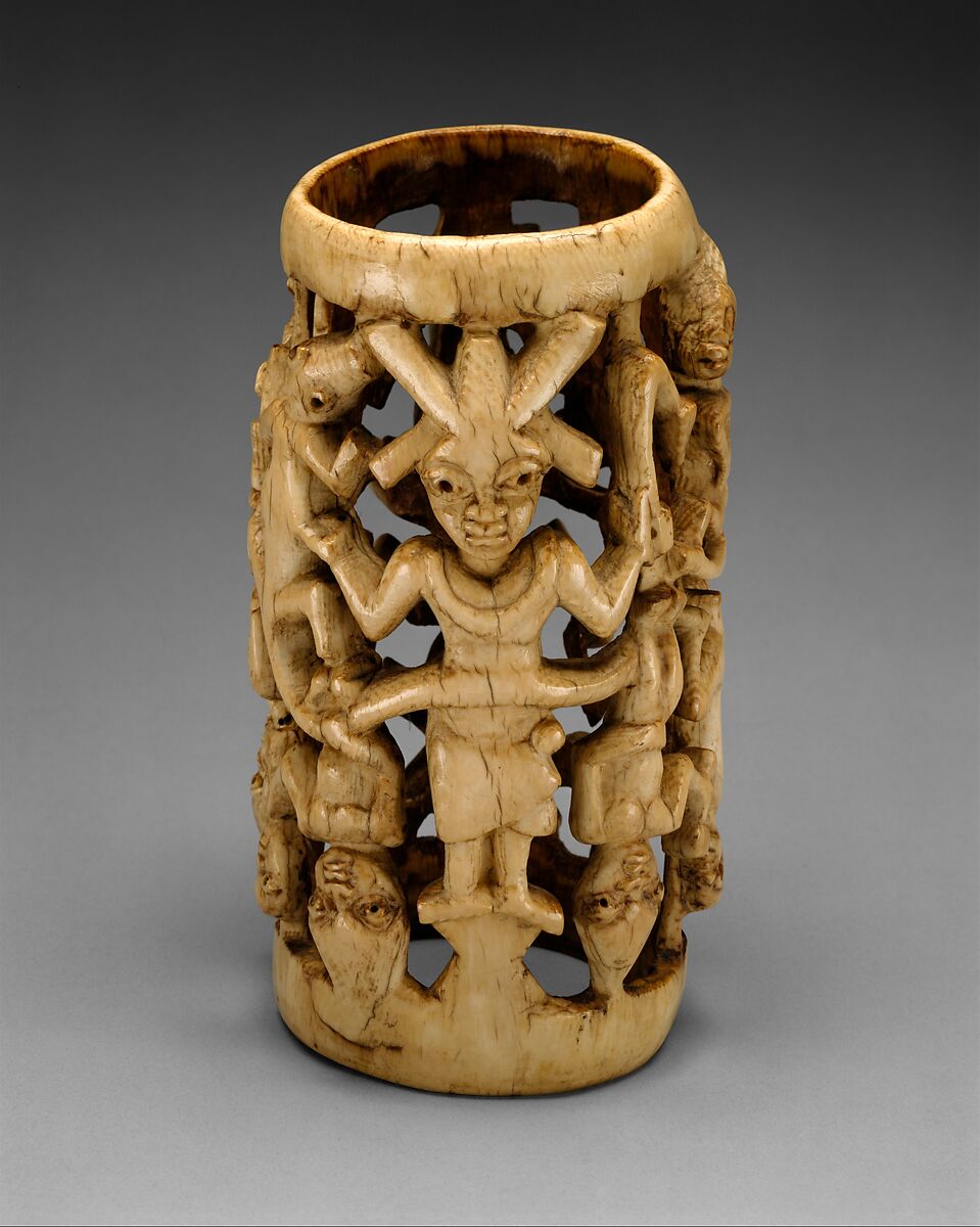 Bracelet, Ivory, wood or coconut shell inlay, Yoruba peoples, Owo group