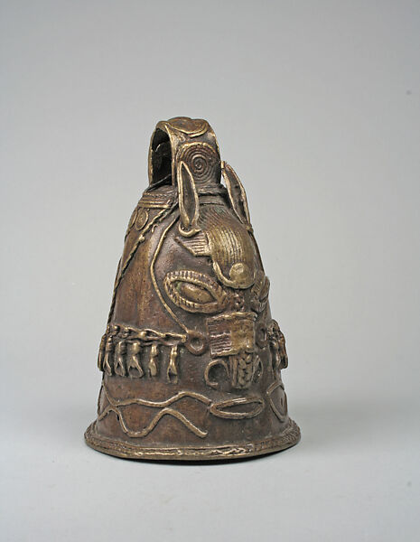 Bell: Horse Head, Lower Niger Valley caster, Brass, iron, Lower Niger Valley Bronze Industries