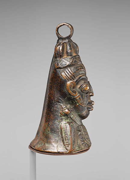 Crown bell head copy, Unknown caster, after Lower Niger Valley Bronze Industries, Copper alloy, Lower Niger Bronze Industry