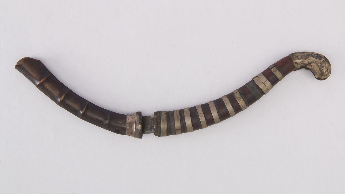 Knife (Korambi) with Sheath, SIlver, wood, steel, Sumatran