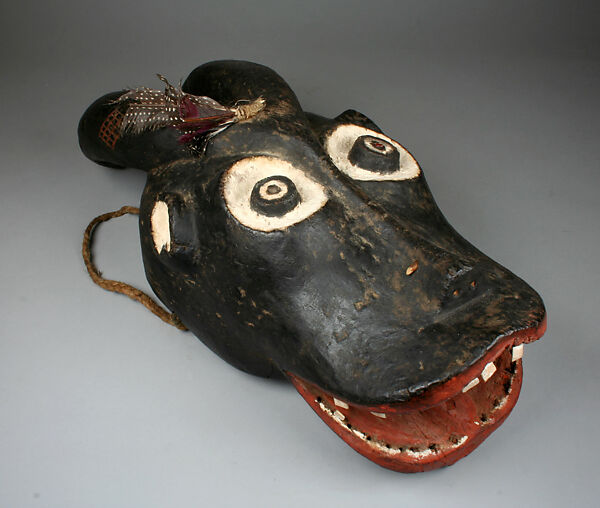 Helmet Mask: Zoomorphic, Wood, pigment, feathers, cord, Mambila peoples, Daroum group 