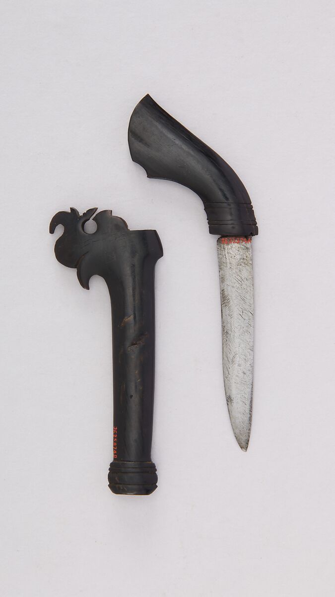 Knife with Sheath, Steel, horn, Indonesian, Sulawesi (possibly the Philippines) 
