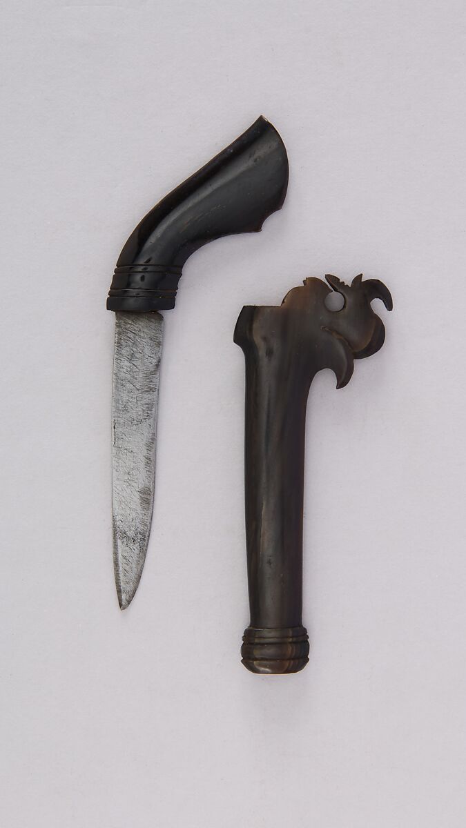 Knife with Sheath, Steel, horn, Indonesian, Sulawesi (possibly the Philippines)