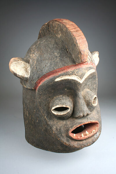 Helmet Mask: Zoomorphic, Wood, animal teeth, pigment, Mambila peoples, Mburi group 