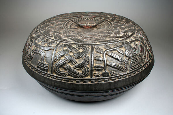 Lidded Vessel, Wood, metal, Yoruba peoples 