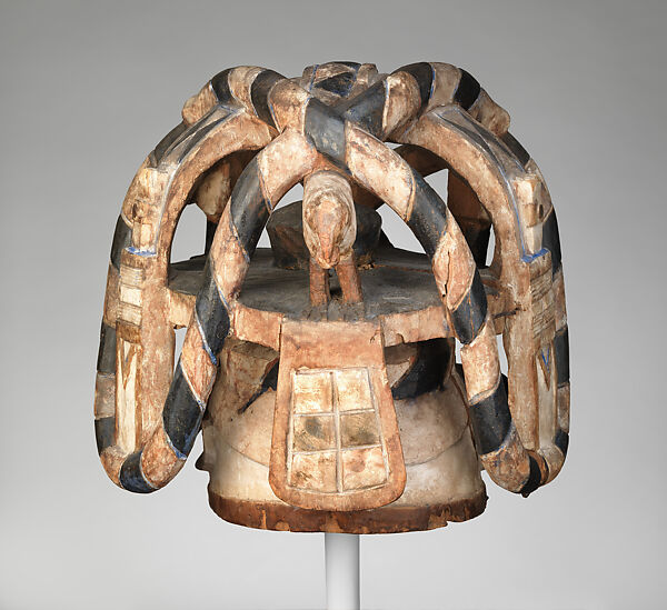 Helmet Mask (Gelede), Yoruba artist, Wood, pigment, metal, Yoruba peoples